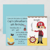 Custom Pirate Boy Birthday Party Kaart (Voorkant / Achterkant)