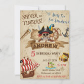 Custom Pirate Party Birthday Card Invitation  (Devant)