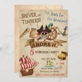 Custom Pirate Party Birthday Card Invitation  (Devant / Derrière)