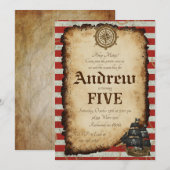 Custom Pirate Skull Treasure Map Ahoy Birthday Kaart (Voorkant / Achterkant)