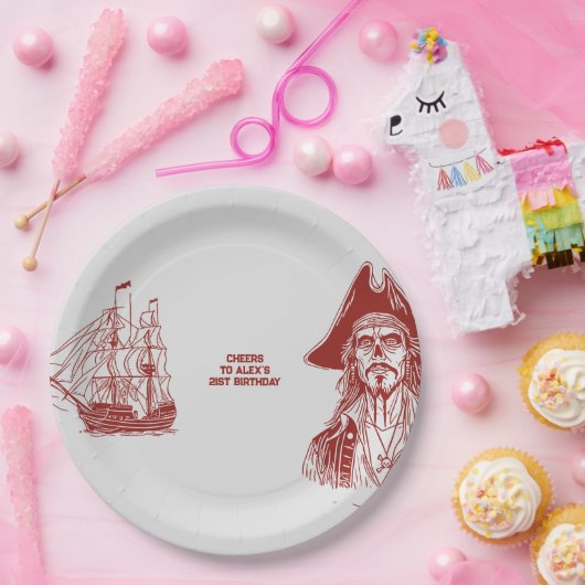 Custom Pirate-thema verjaardagsfeestje Papieren Bordje (Feest)
