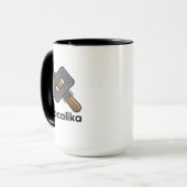 Custom Pixel Hammer Logo Mug – Editable Text (Devant gauche)