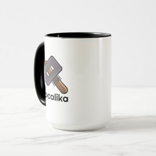 Custom Pixel Hammer Logo Mug – Editable Text (Devant gauche)