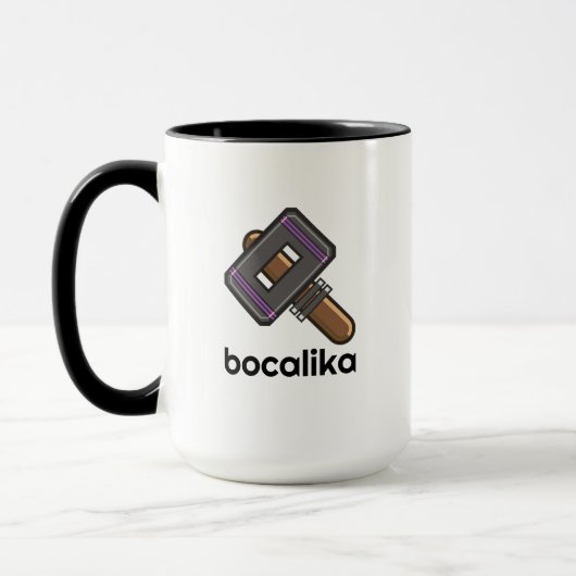 Custom Pixel Hammer Logo Mug – Editable Text Mok (Links)