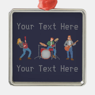 Custom Pixel Rock Band Metalen Ornament