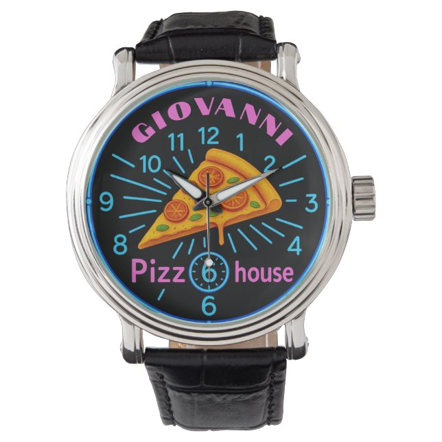  Custom pizza house Personalized pizzeria neon Horloge (Voorkant)