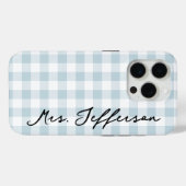 Custom Plaid Mr & Mrs iPhone Case Gift for Wife (Achterkant (horizontaal))