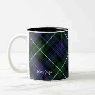 Custom Plaid Paarse Groene MacKenzie Tartan Tweekleurige Koffiemok