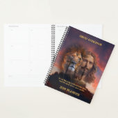 Custom Planner Jesus Lion Sunset Cross Achtergrond (Display)