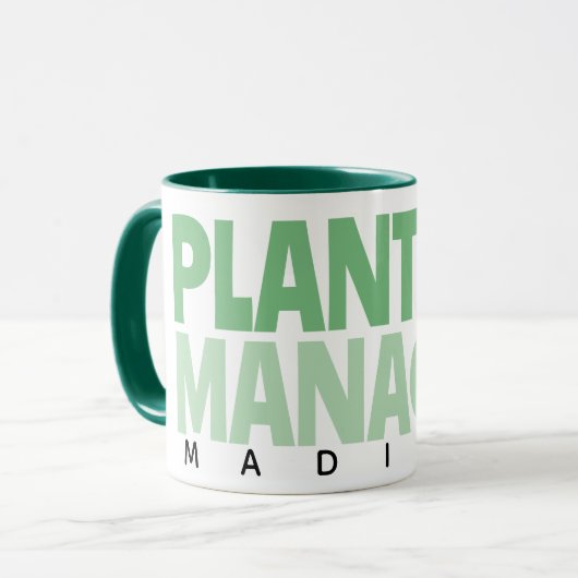 Custom Plant Manager Naam Cactus Plant Groen Zwart Mok (Voorkant links)
