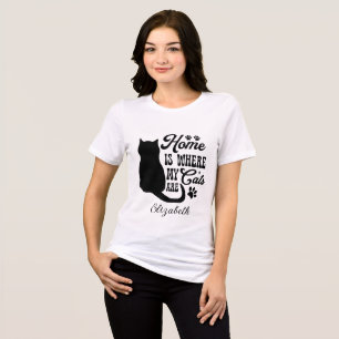 Custom Playful Quote Home is waar mijn katten zijn Tri-Blend Shirt