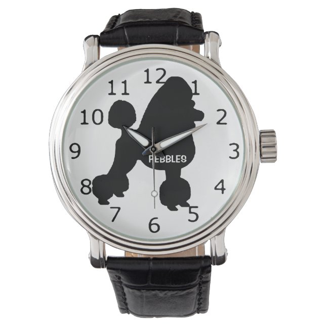 CUSTOM Poedel Hond Silhouet Horloge (Voorkant)