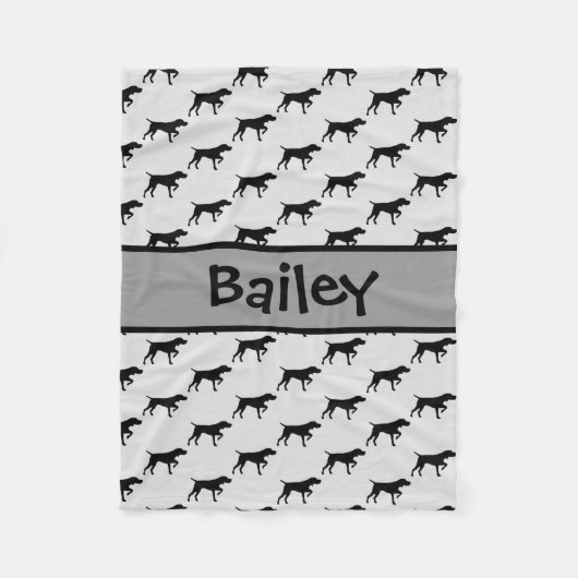 Custom Pointer Dog Silhouet Fleece Deken (Voorkant)