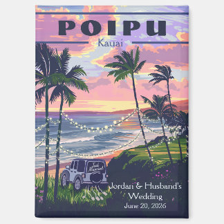Custom Poipu Kauai Wedding  2 Magnet Magneet