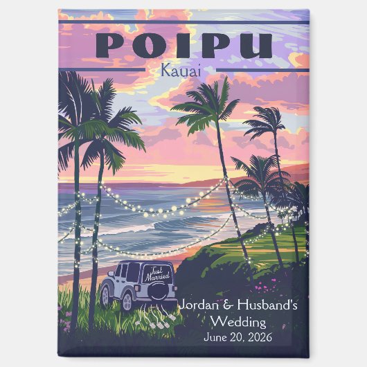 Custom Poipu Kauai Wedding  2 Magnet Magneet (Voorkant)