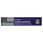 Custom Police Officer Department Thin Blue Line Naambordje (Voorkant)