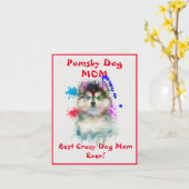 Custom Pomsky Moeder Hond Beste Gek Hond Lady Digi Kaart (Gele Bloem)