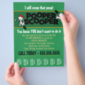 CUSTOM Pooper Scooper bedrijfsscheurblad flyer (Hand)