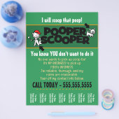 CUSTOM Pooper Scooper bedrijfsscheurblad flyer (Enkel)
