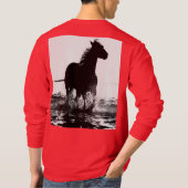 Custom Pop Art Running Horse Deep Red Sjabloon T-shirt (Achterkant)