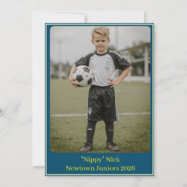 Custom Portrait Photo Soccer Birthday Party Invite Feestdagenkaart