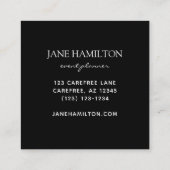 Custom Premium Elegant Zwart Vierkante Visitekaartje (Achterkant)