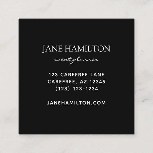 Custom Premium Elegant Zwart Vierkante Visitekaartje (Achterkant)