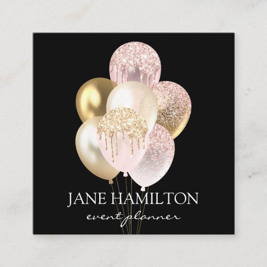 Custom Premium Elegant Zwart Vierkante Visitekaartje (Voorkant)