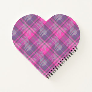 Custom preppy roze paarse paard tartan hart notitieboek