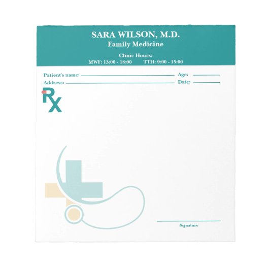 Custom Prescription Pad Template | Editable RX Not Notitieblok (Voorkant)