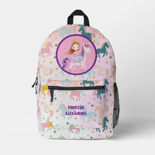 Custom Princess Unicorn Bedrukte Rugzak (Voorkant)