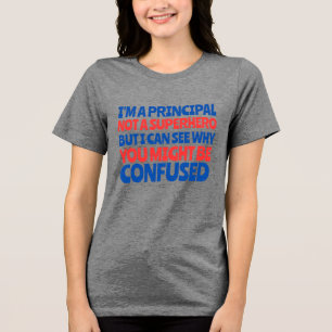 Custom Principal Grappige Superheld vrouwen Tri-Blend Shirt