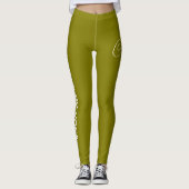 Custom Print Yoga Crew Olive Leggings (Voorkant)