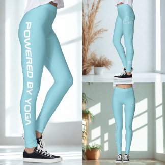 Custom Print Yoga Crew Robin Egg Blue Leggings