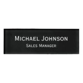 Custom Professional Executive Plain Black Magnetic Naambadge (Voorkant)