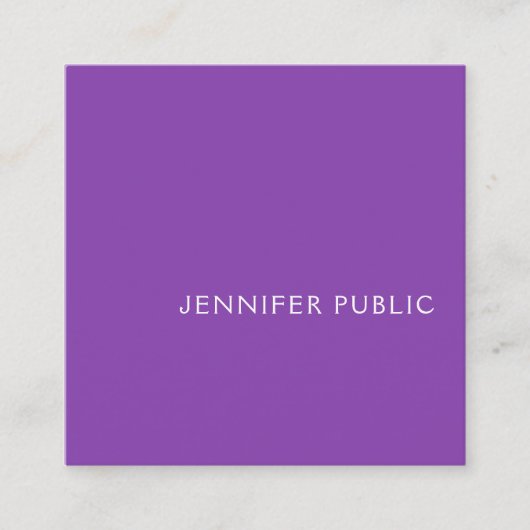 Custom Professional Modern Creative Elegant Violet Vierkante Visitekaartje (Voorkant)
