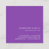 Custom Professional Modern Creative Elegant Violet Vierkante Visitekaartje (Achterkant)