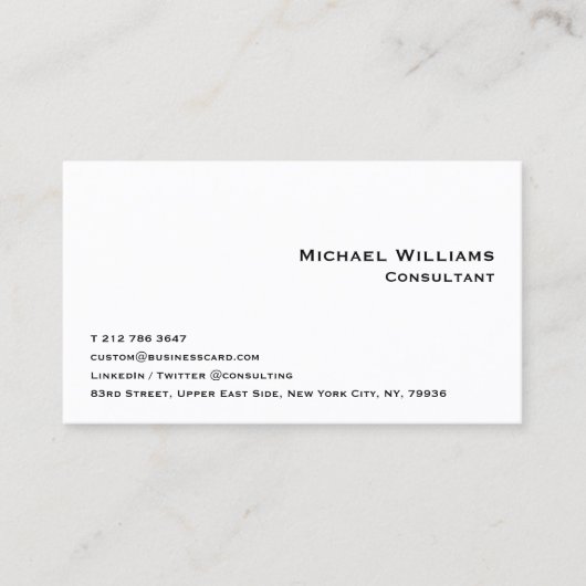 Custom Professional Modern Simple White Minimalist Visitekaartje (Voorkant)