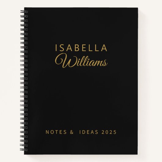 Custom Professional Notebook Modern Black Gold Notitieboek (Voorkant)