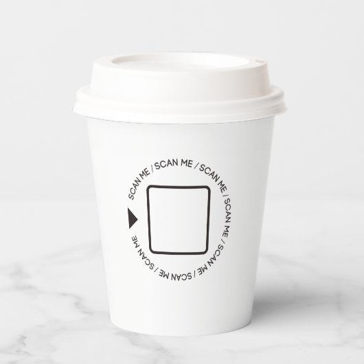 Custom Professioneel Zwart & Wit QR Code Barista Papieren Bekers (Voorkant)