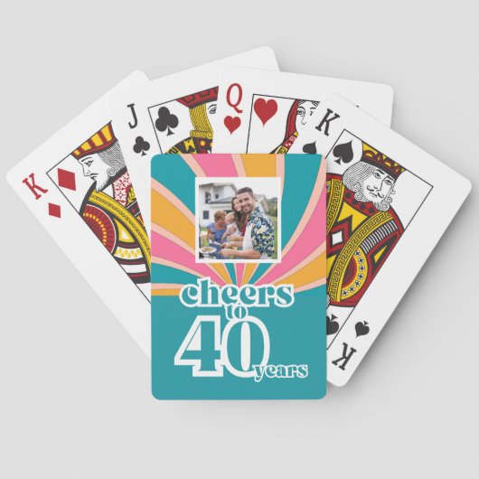 Custom Proost tot 40 jaar, retro 40e bday Pokerkaarten (Achterkant)