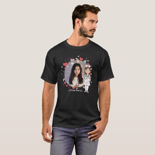 Custom Proud Nurse T-Shirt with Photo Frame (Voorkant volledig)