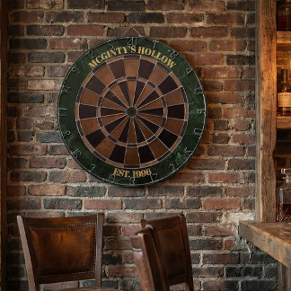 Custom Pub Name Green Marble & Espresso Dartbord