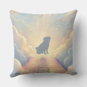 Custom Pug Memorial Pillow – Blue Rainbow Bridge Kussen (Achterkant)