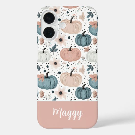 Custom Pumpkin and Flowers Fall Pattern Case-Mate iPhone Case (Achterkant)