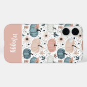 Custom Pumpkin and Flowers Fall Pattern Case-Mate iPhone Case (Achterkant (horizontaal))