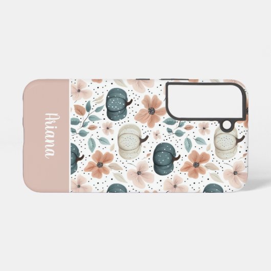 Custom Pumpkin and Flowers pattern  Samsung Galaxy Hoesje (Achterkant horizontaal)