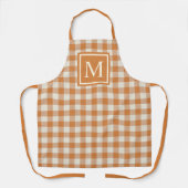Custom Pumpkin Herfst Oranje Ivory Gingham Pattern Schort (Voorkant)