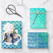 Custom Punch Hole Foto Blauwe Stippen op Groen