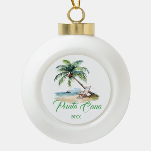 Custom Punta Cana Beach  Keramische Bal Ornament (Voorkant)